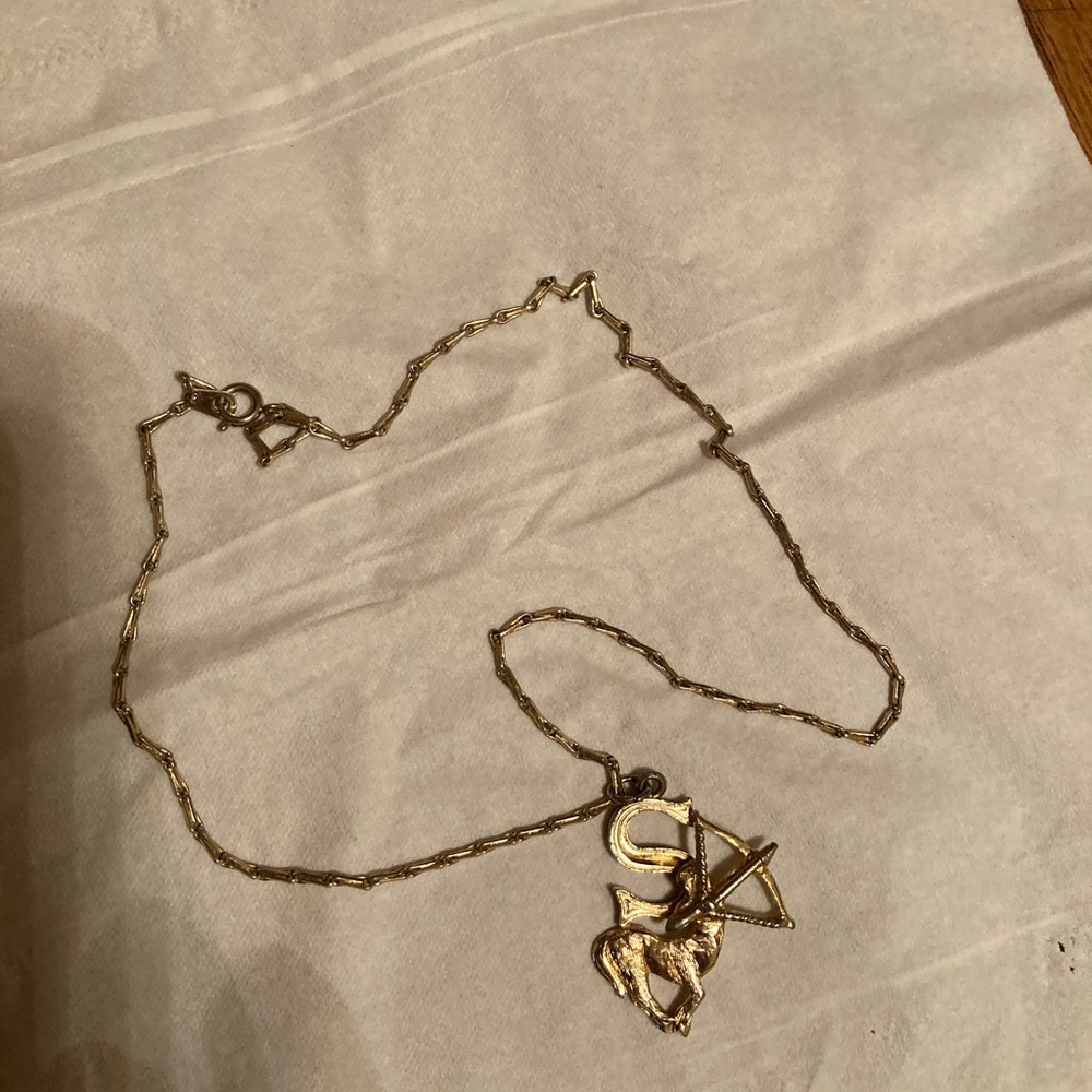 Sagittarius gold tone necklace